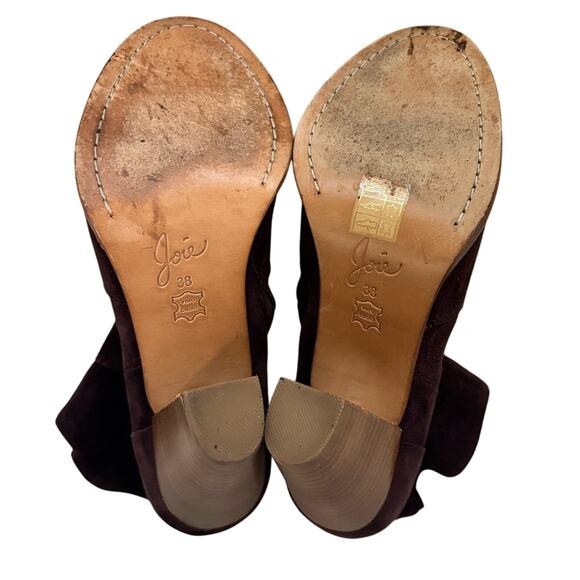 Joie Maroon Suede Zip Heeled Ankle Boots Size 38 US 8 Stacked Heel Western Chic - Picture 7 of 8